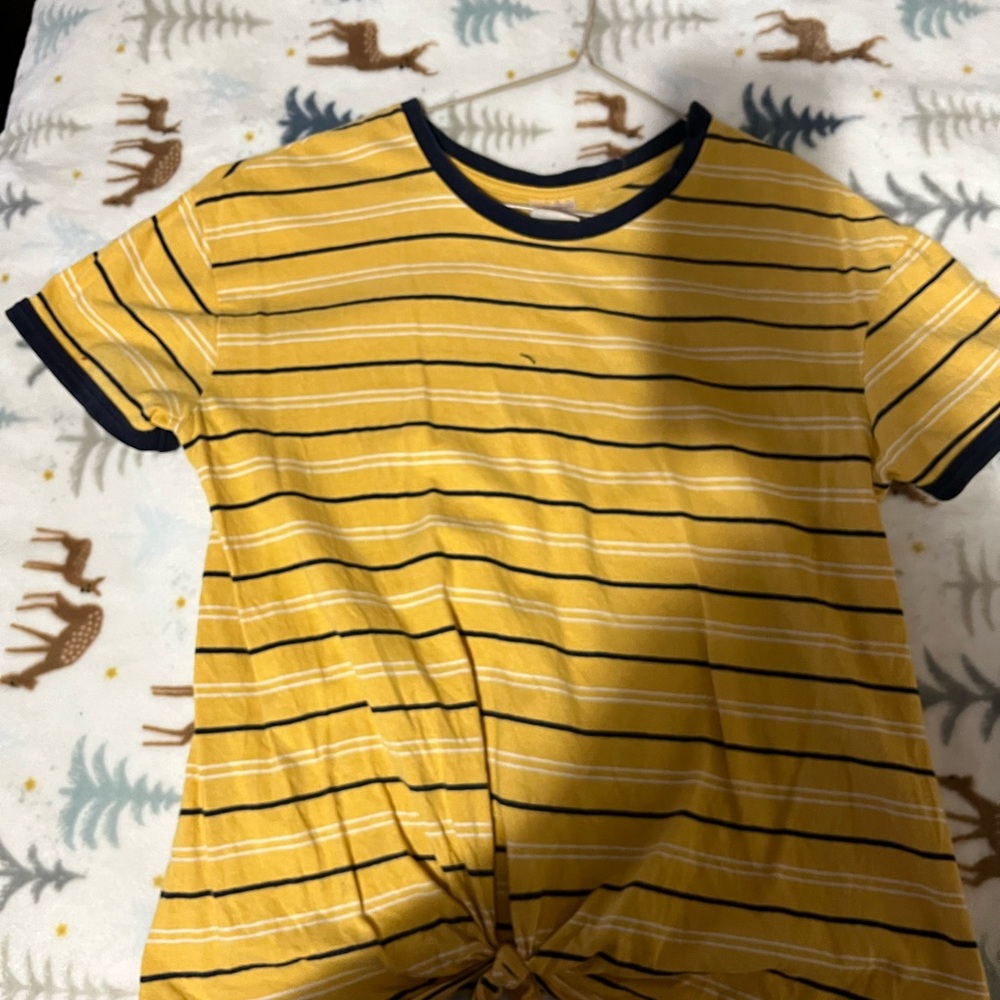 No Boundaries Yellow and Black Striped Tee